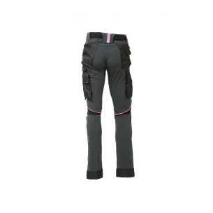 Pantaloni Da Lavoro Ufficio Donna – Vita Alta Gamba Larga, Elasticizzati, Rosso Rosa, Taglia S