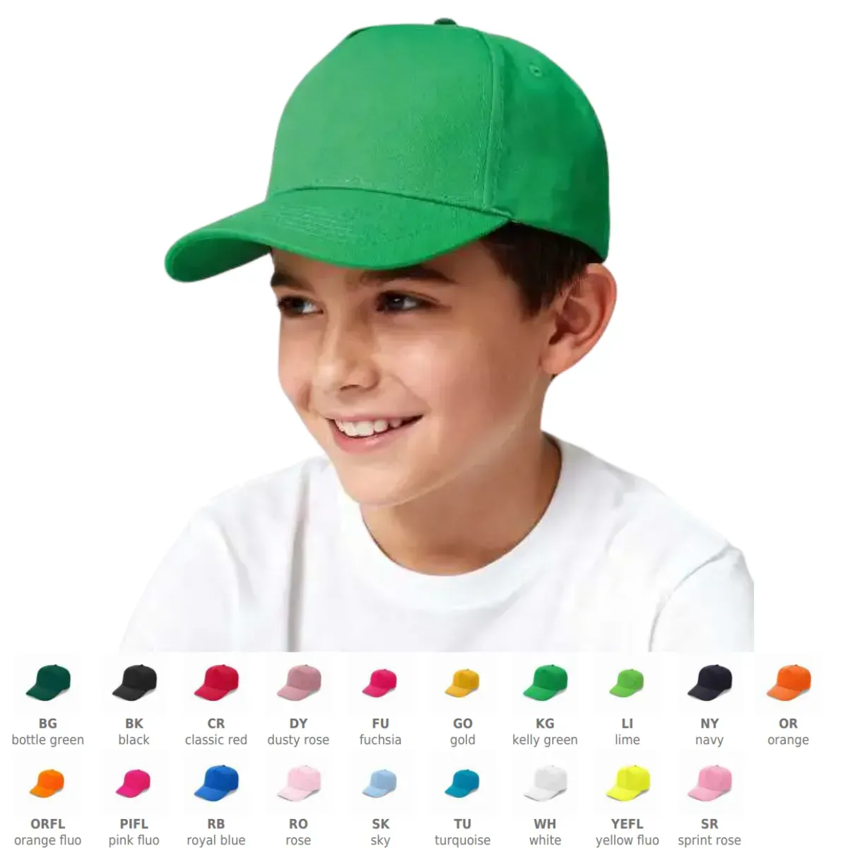 Berretto Bambino BSK600 Black Spider | Cappellino Cotone 5 Pannelli