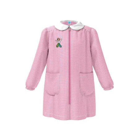 Grembiule Asilo Bimba con Zip Lunga e Ricamo Ballerina