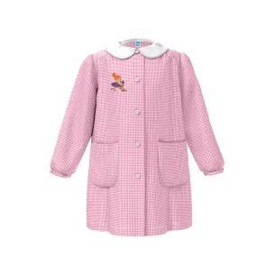 Grembiule Asilo Bambina con Bottoni Centrali e Ricamo Cagnolino