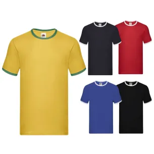 T-shirt Fruit of The Loom Ringer 100% Cotone Unisex