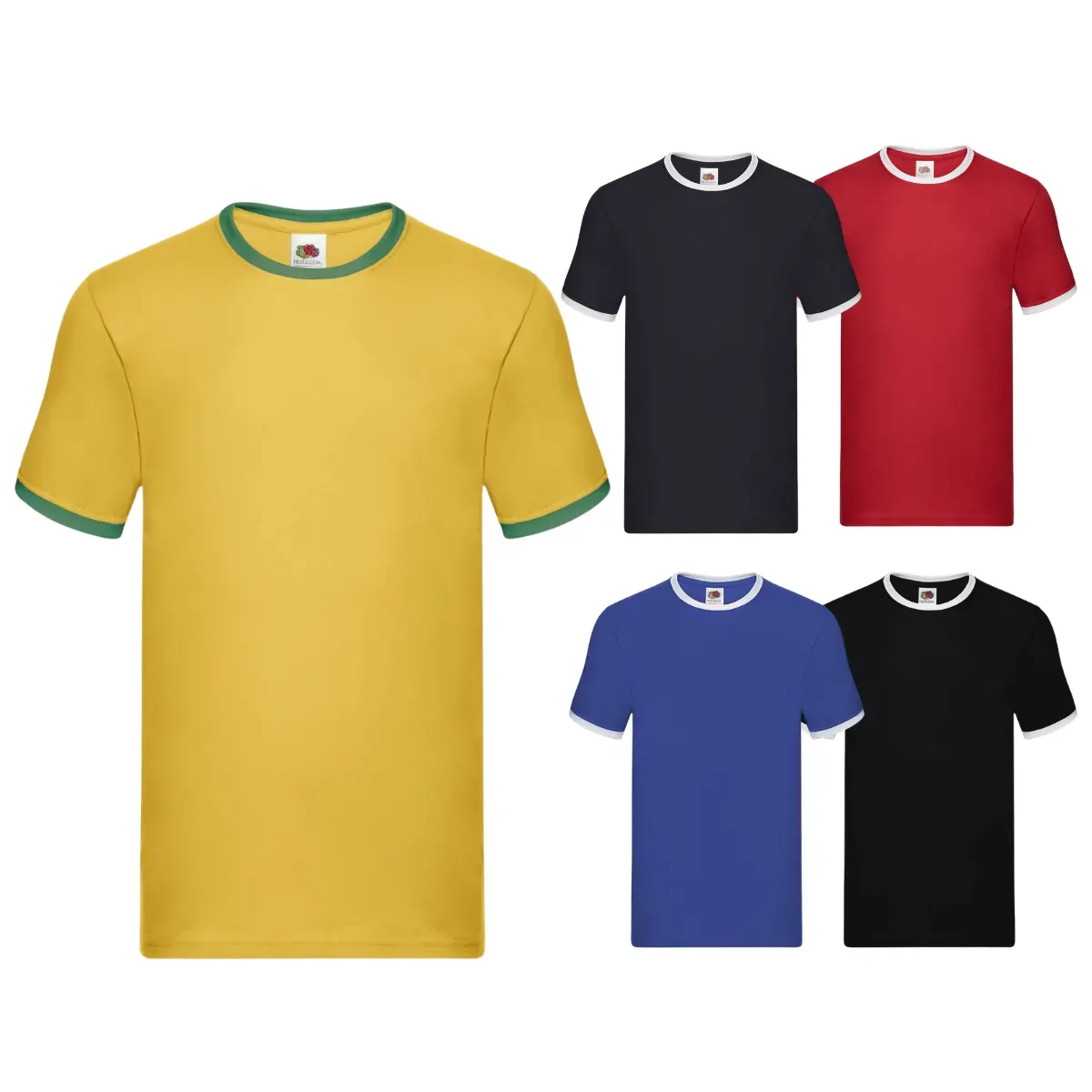 T-shirt Fruit of The Loom Ringer 100% Cotone Unisex