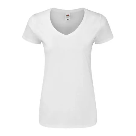 T-Shirt Donna Fruit of The Loom Scollo a V in Cotone