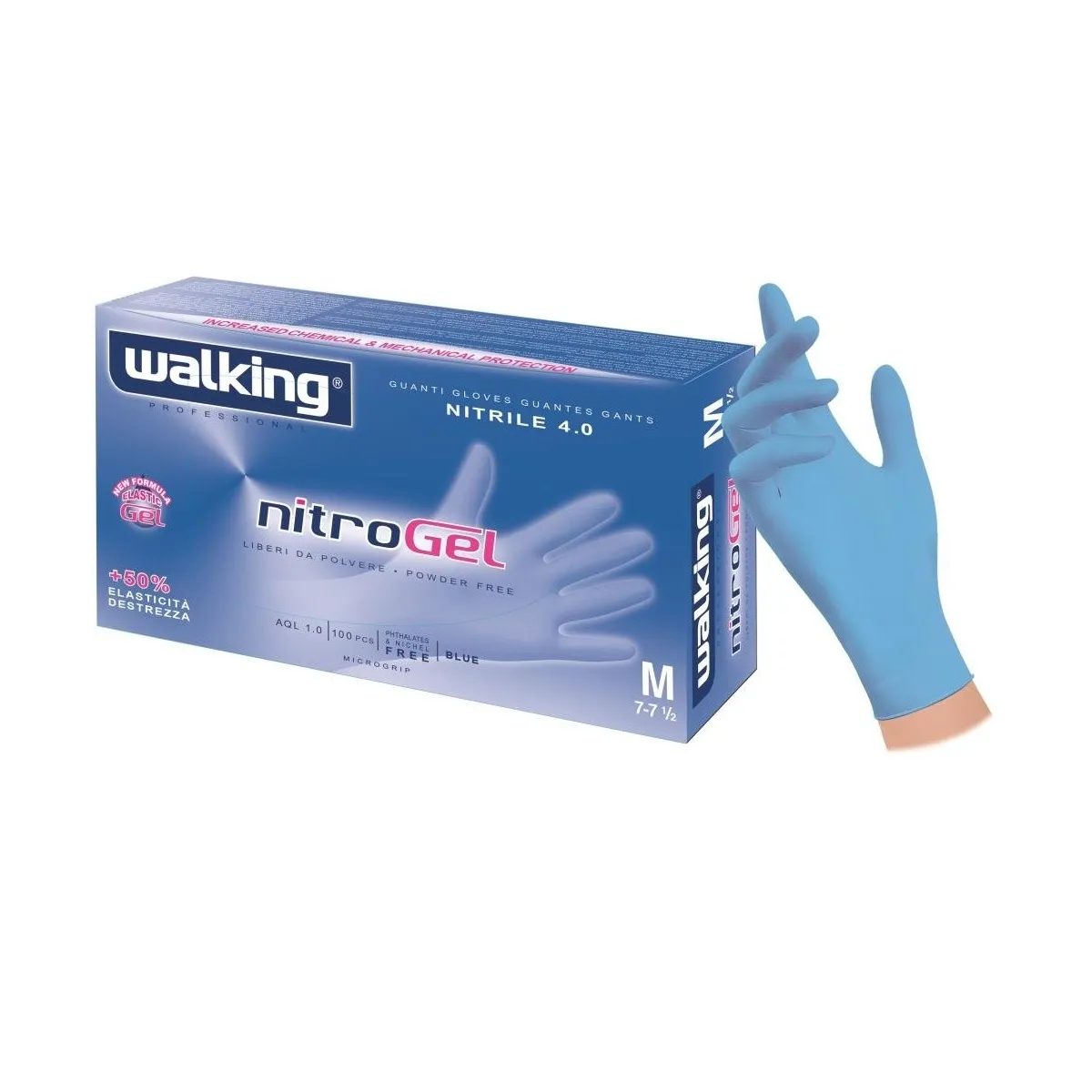 Guanti in Nitrile Senza Polvere Walking Nitrogel (Conf. 100 Pz) | Codice BR1168