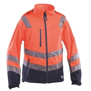 Giacca Fluo ad Alta Visibilità in SoftShell Arancio/Navy | Codice GGXA7414A