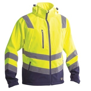 Giacca Fluo ad Alta Visibilità in SoftShell Giallo/Navy | Codice GGXA7414G