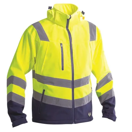 Giacca Fluo ad Alta Visibilità in SoftShell Giallo/Navy | Codice GGXA7414G